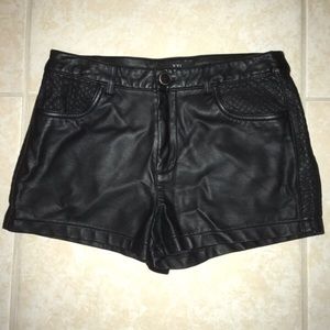 Pleather Black Shorts